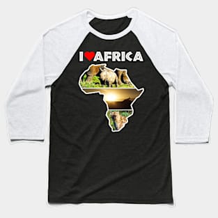 I Love Africa Wildlife Collage Map Baseball T-Shirt